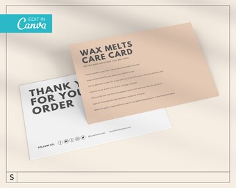 Big & Bold Wax Melt Care Card Template / Editable Wax Melt Instructions Template / Printable Care Card / Modern Wax Melt Care Card / MAGNA