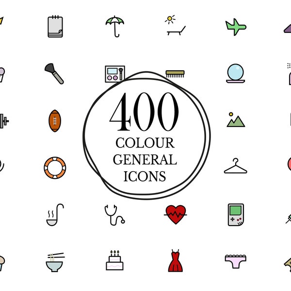 400 Colour Icons / Colourful Icon Set Download / Website Icons / Blog Icons / Simple Icons / Lifestyle Icon / Fun Icon Set