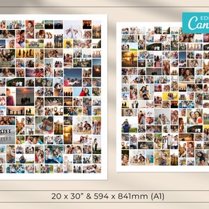 Plantilla de collage de fotos editable enorme / Más de 110 collages de fotos / Collage de fotografías / Póster de fotografías / Collage editable / Cuadrícula de fotos imprimible