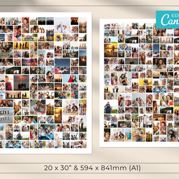 Énorme modèle de collage de photos modifiable / plus de 110 photos / collage de photos / affiche de photos / collage modifiable / grille de photos imprimable