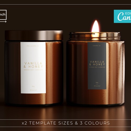 Thin Candle Label Template / Gold Minimalist Candle Labels / Etsy