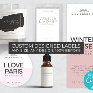 Custom Label Design / Custom Label Template / Bespoke Candle Labels / Beauty Product Label Design / Soap Label Template / Product Labels