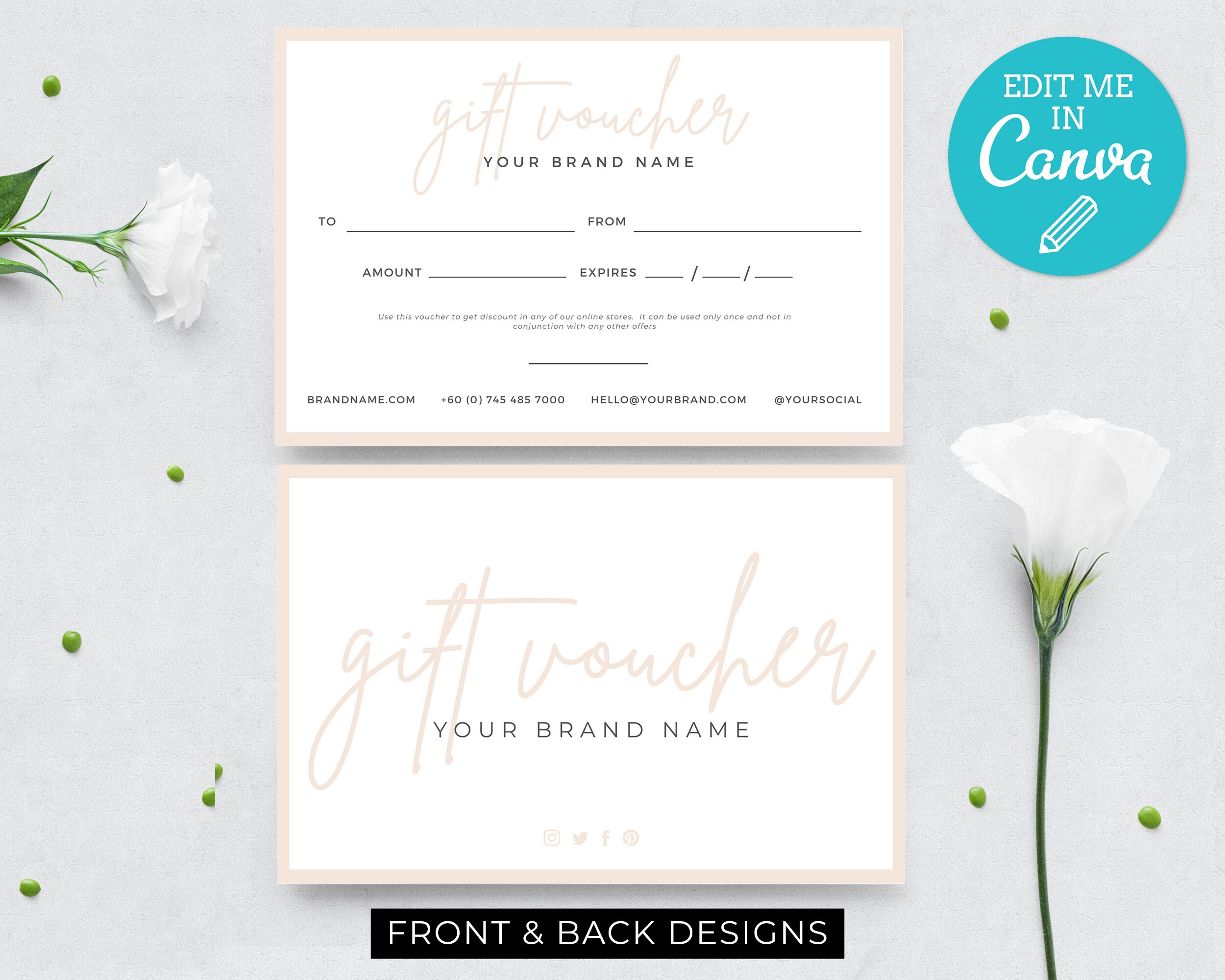Stylish Gift Card Template / Editable Gift Voucher Template / - Etsy