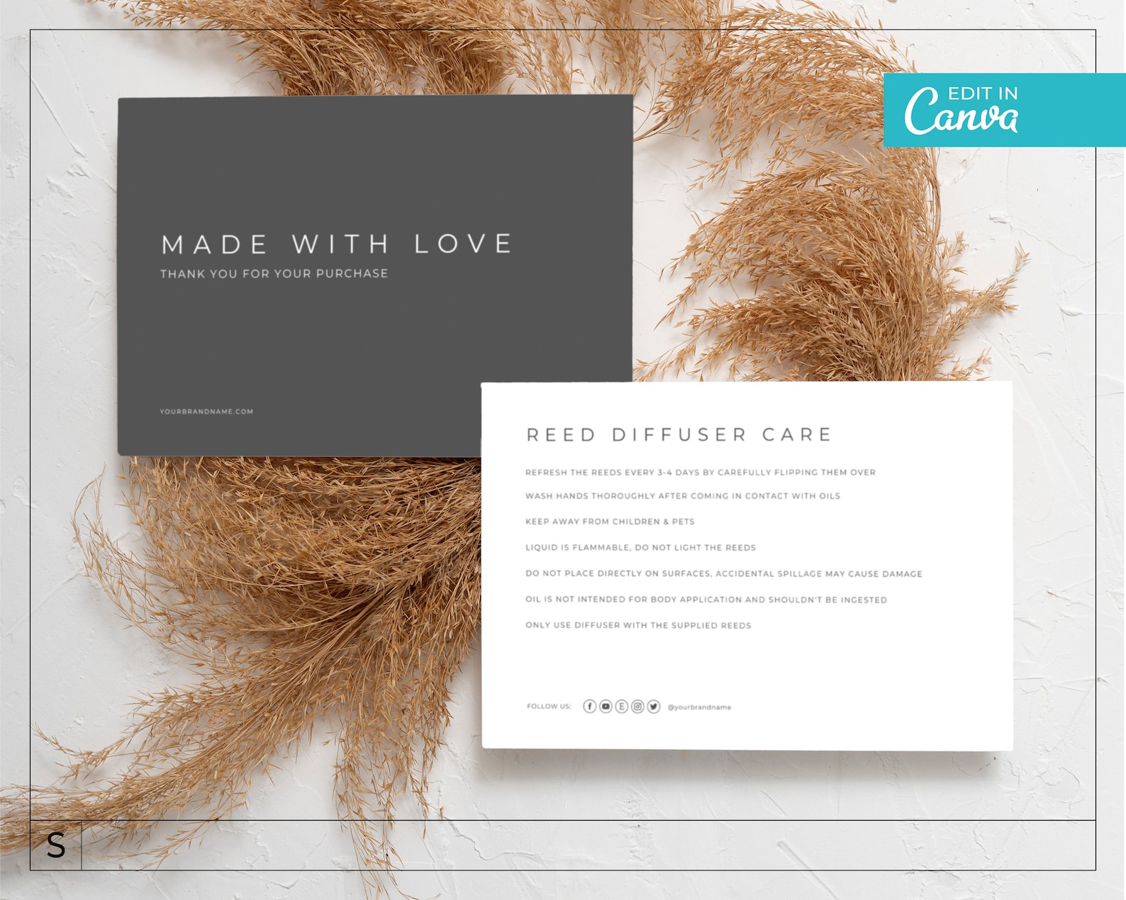Minimalist Reed Diffuser Care Card Template / Editable Diffuser ...