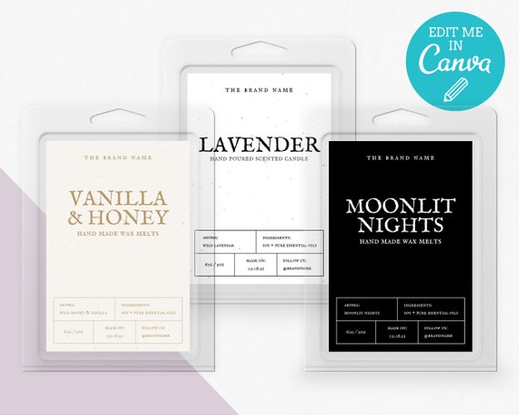 wax melts label template editable wax melts labels etsy
