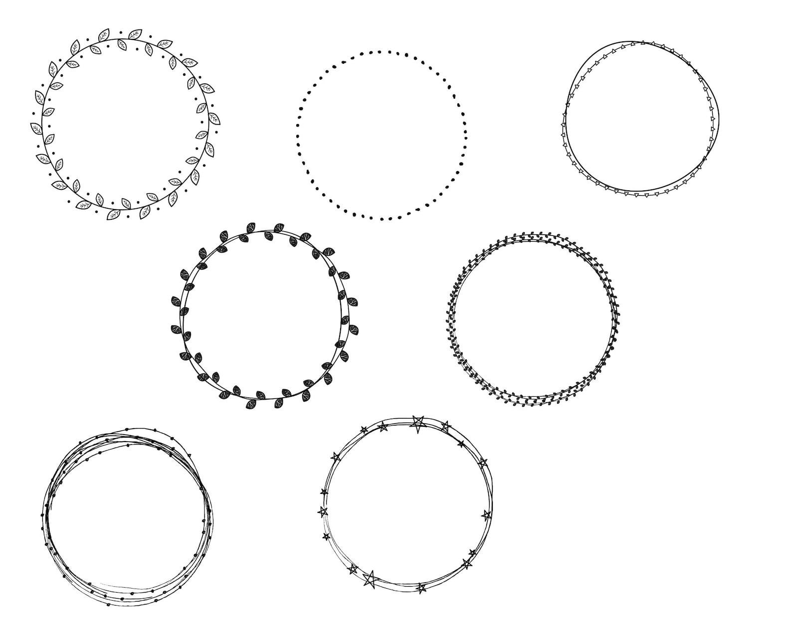40 Doodle Borders Circles // Hand Drawn Wreaths // Doodle Wreaths ...