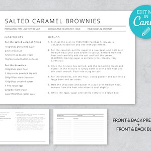 Minimalist Recipe Card Template / 6x4 Recipe Cards Printable / Editable Blank Recipe Card / Personalised Recipe Page A4 / Recipe Binder
