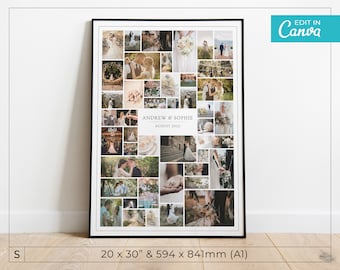 Wedding Photo Collage Template / Editable Photo Grid / Wedding Photography Collage / Editable Wedding Collage / Printable Photo Collage