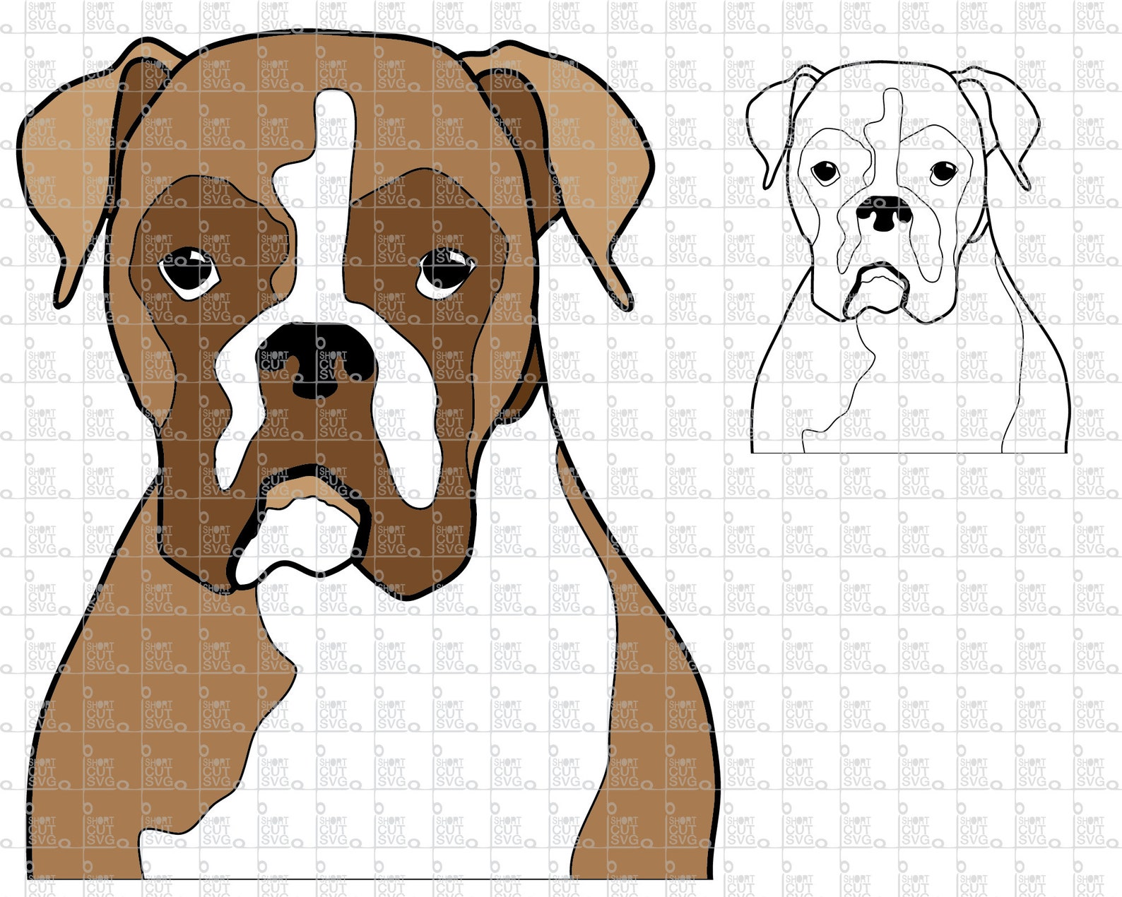 Boxer dog SVG Cut File // clipart // Silhouettes // cricut | Etsy