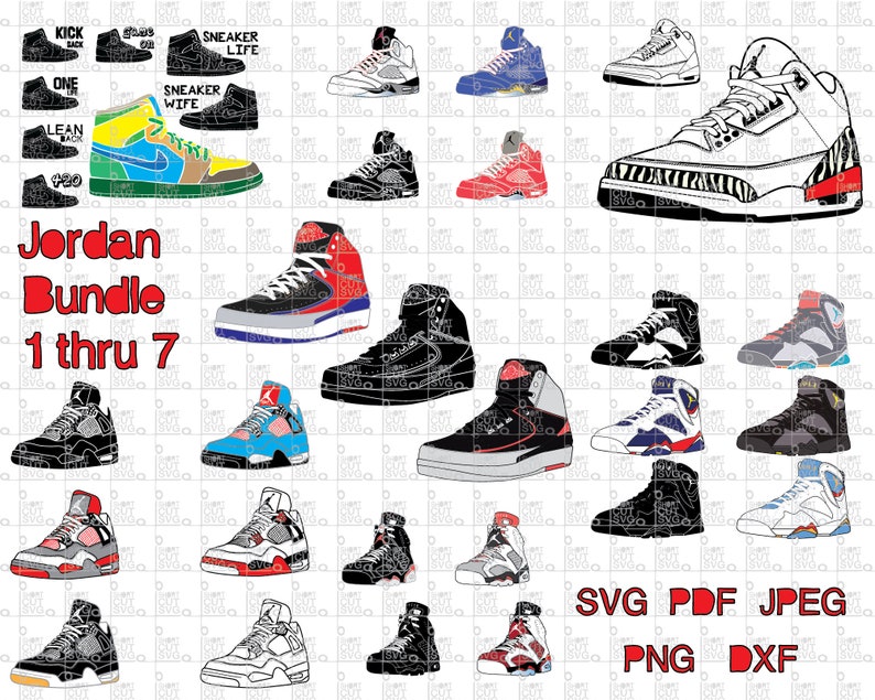 Download Sneaker bundle SVG file // SWOOSH // pdf DXF png // High top | Etsy