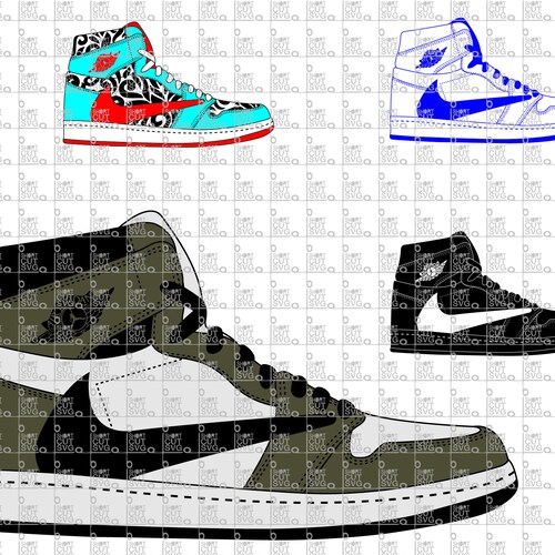 Sneaker SVG File // SWOOSH // Pdf DXF Png // High Top // - Etsy