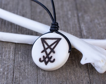 Sigil of Lucifer Bone necklace | Seal of Satan bone pendant | Occult Bone necklace | Satan necklace | Lucifer necklace | Occult jewelry