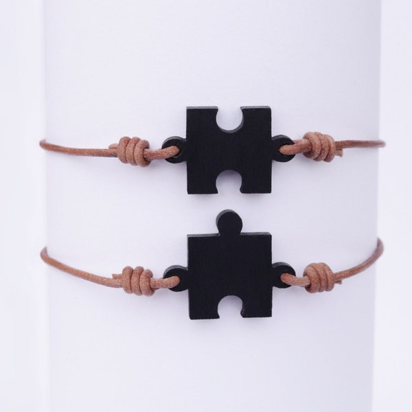Bracelets en bois avec pièces de puzzle | Bracelet en bois d'amour | Bracelet de l'amitié | Bracelet en bois Cadeau d'anniversaire personnalisé Bracelets pour couple