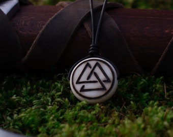 Bone Valknut Necklace | Valknut Pendant | Viking Jewelry Gift for norse mythology lover, Nordic Jewelry, Valknut Necklace Spiritual Necklace