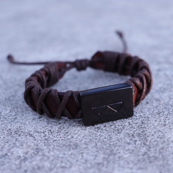 Personalized Rune wristband | Leather viking wristband | Bone Horn rune bracelet | Viking jewelry | Norse rune bracelet | Nordic jewelry
