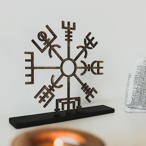 Freestanding Vegvisir Home Decor, Viking Home decor, Norse mythology Astarstafur sigil, Norse mythology home decor, Viking gifts