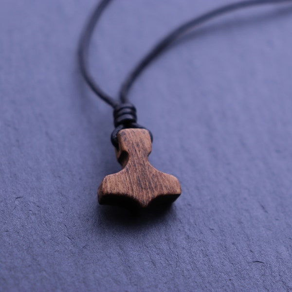 Wood Mjolnir Necklace | Mjolnir Wood Pendant | Thor Hammer Necklace | Small Mjolnir necklace | Viking jewelry | Wood necklace Nordic jewelry