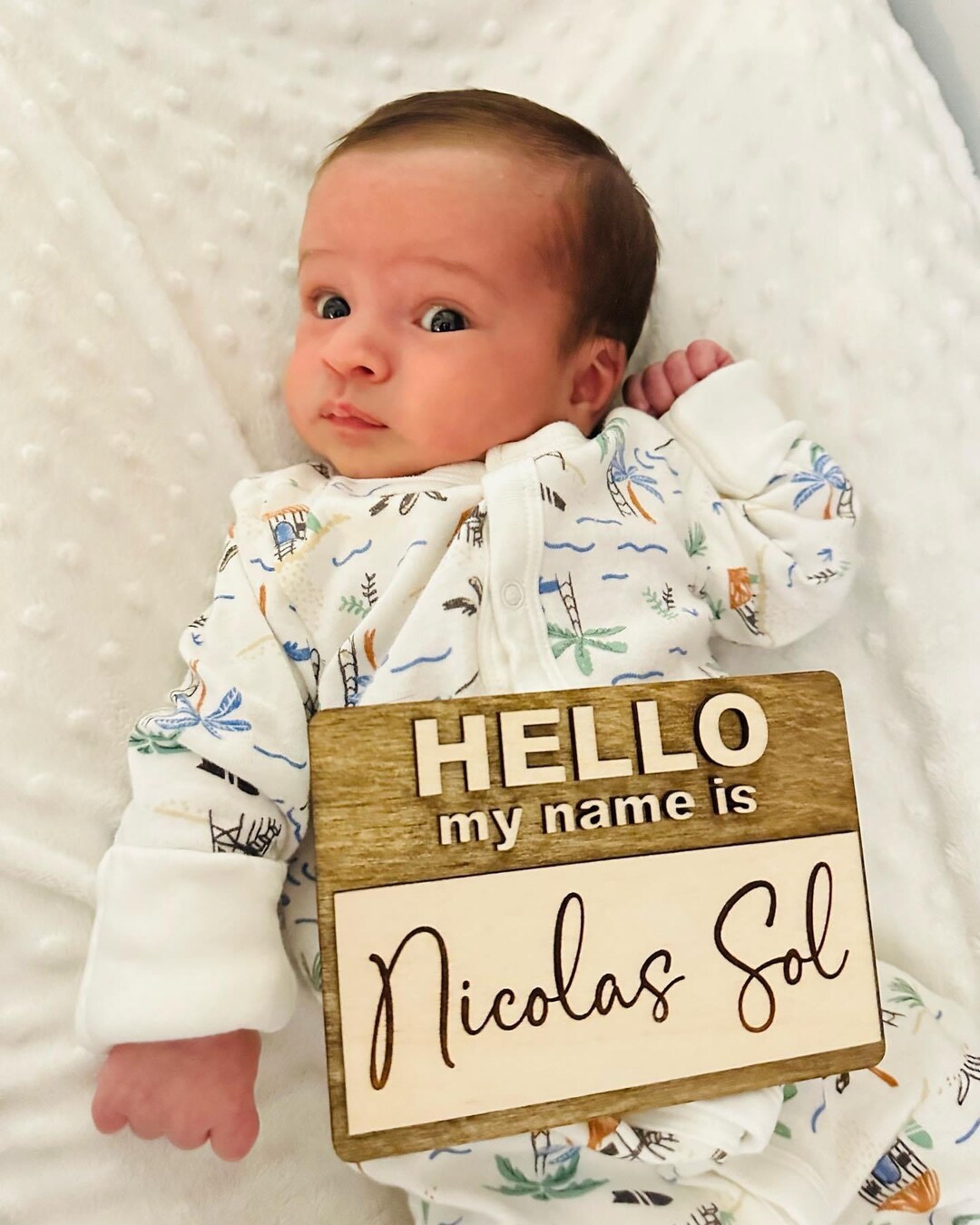 Baby Birth Name Announcement Sign Hello My Name is Plaque Etsy