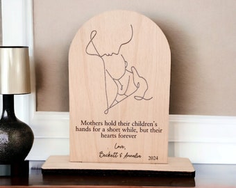Line Art Mother's Day Wooden Plaque, Gift for Mom or New Mother, Infant Loss