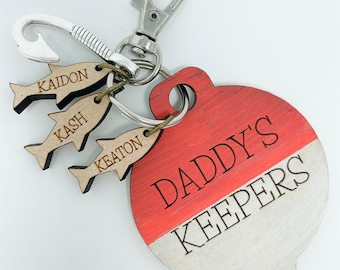 Fishing Keychain for Mom Dad Grandpa Grandma Aunt Uncle, Dads Best Catch, Daddys Keepers, Fathers Day, Mothers Day