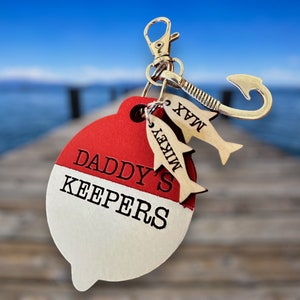 Fishing Keychain for Mom Dad Grandpa Grandma Aunt Uncle, Dads Best Catch, Daddys Keepers, Fathers Day, Mothers Day