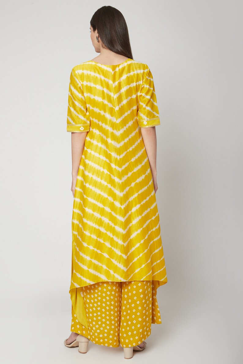Bandhani tie dye summer resort style chanderi tunicbeach style free size leheriya bandhani dress with culottesbohoplus size clothing
