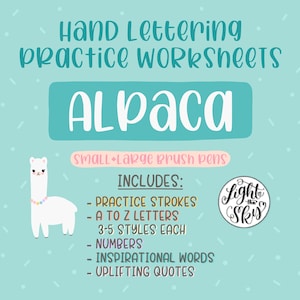Alpaca Hand Lettering Practice Worksheets For Small & Large Brush Pens Block Letters DIGITAL DOWNLOAD iPad Lettering lighttheskyarts image 2