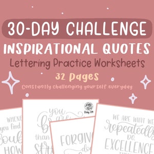 30-Tage-Challenge: Inspirierende Zitate Lettering Übungsblätter | Tägliches Üben | DIGITALER DOWNLOAD | iPad Schriftzug | lichtkunst