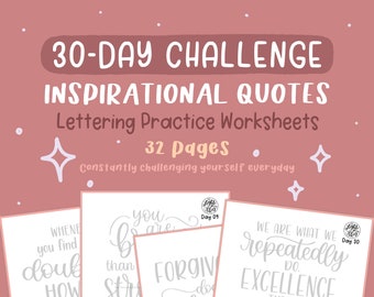 30-Day Challenge: Inspirational Quotes Lettering Practice Worksheets | Daily Practice | DIGITAL DOWNLOAD | iPad Lettering | lighttheskyarts