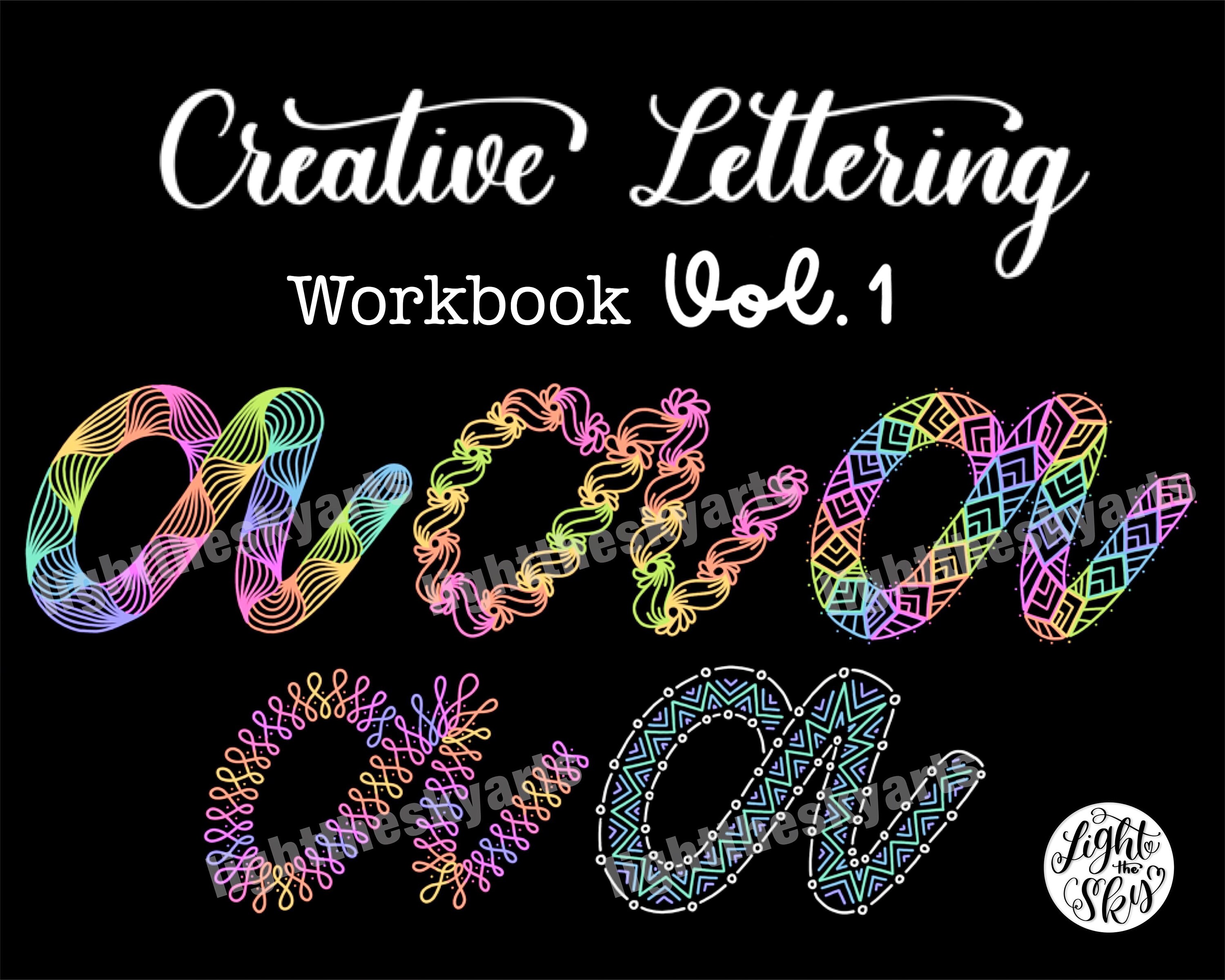 Creative Lettering Workbook Bundle: 20 Step-by-step Designs (digital ...