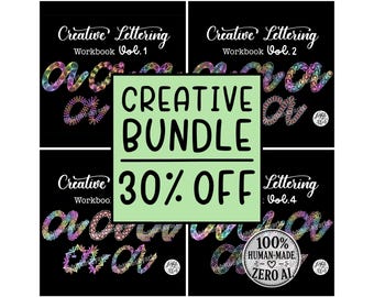 Creative Lettering Workbook Bundle: 20 Step-by-Step Designs (Digital Download, PDF & JPEG Files)