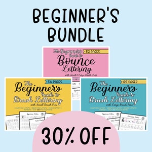 Beginner's BUNDLE to Brush Lettering & Bounce Lettering Practice Worksheets | DIGITAL DOWNLOAD | lighttheskyarts
