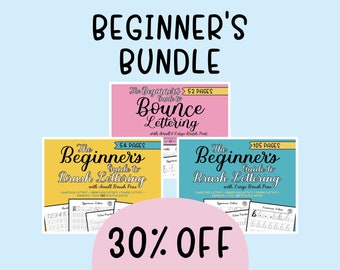 Beginner's BUNDLE to Brush Lettering & Bounce Lettering Practice Worksheets | DIGITAL DOWNLOAD | lighttheskyarts