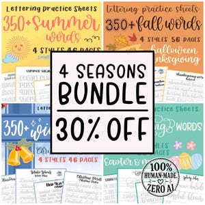 BUNDLE: 4 Seasons Lettering Practice Workbooks (Digital Download)