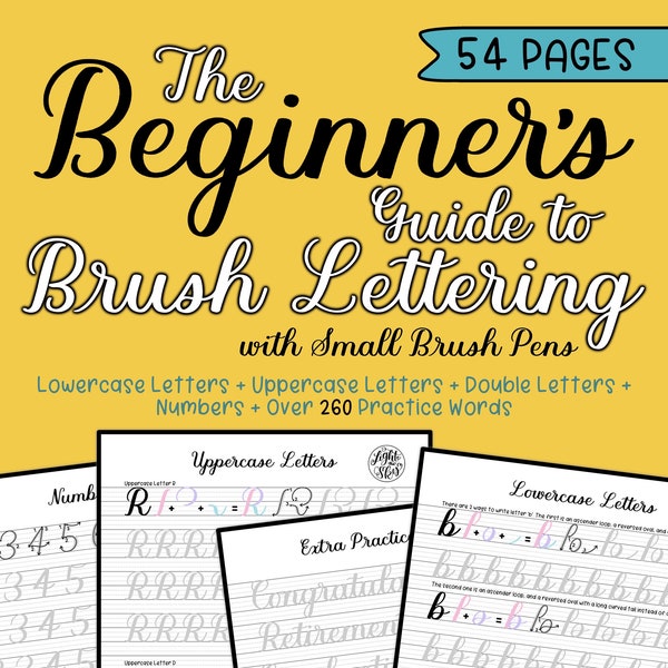 Beginner's Guide to Brush Lettering with Small Brush Pens (New Edition) | By lighttheskyarts | DIGITAL DOWNLOAD