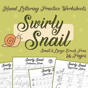 Swirly Snail Hand Lettering Practice Worksheets For Small & Large Brush Pens | DIGITAL DOWNLOAD | iPad Lettering | lighttheskyarts