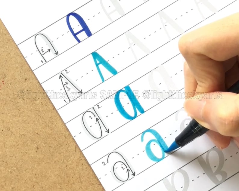 Alpaca Hand Lettering Practice Worksheets For Small & Large Brush Pens Block Letters DIGITAL DOWNLOAD iPad Lettering lighttheskyarts image 3
