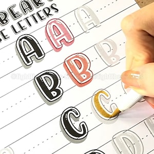 Gummy Bears Hand Lettering Practice Worksheets: Outline & Shadows (Digital Download) image 3