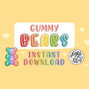 Gummy Bears Hand Lettering Practice Worksheets: Outline & Shadows (Digital Download) image 5