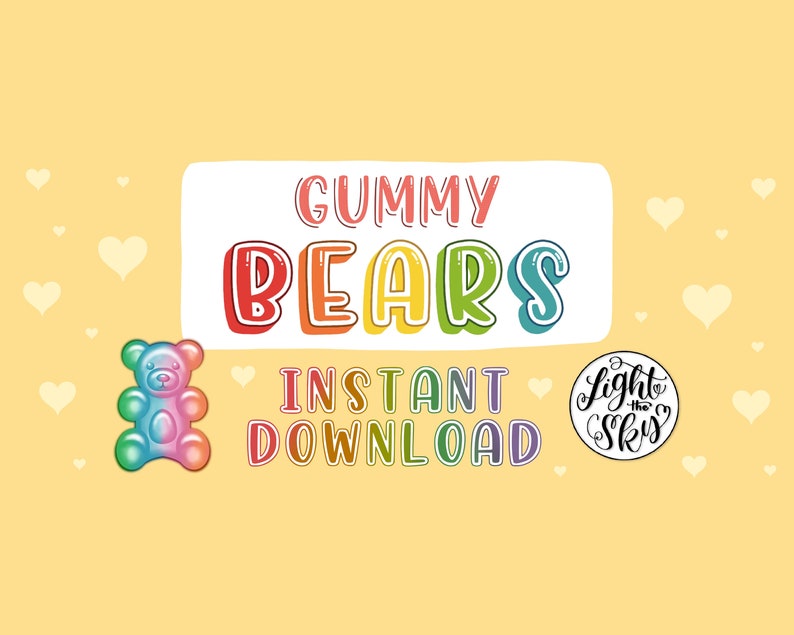 Gummy Bears Hand Lettering Practice Worksheets: Outline & Shadows (Digital Download) image 5