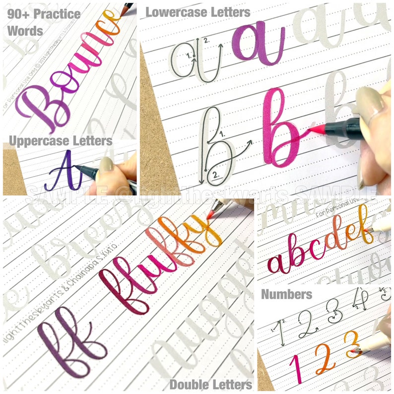 Beginner's Bounce Lettering Practice Worksheets (digital Download) - Etsy