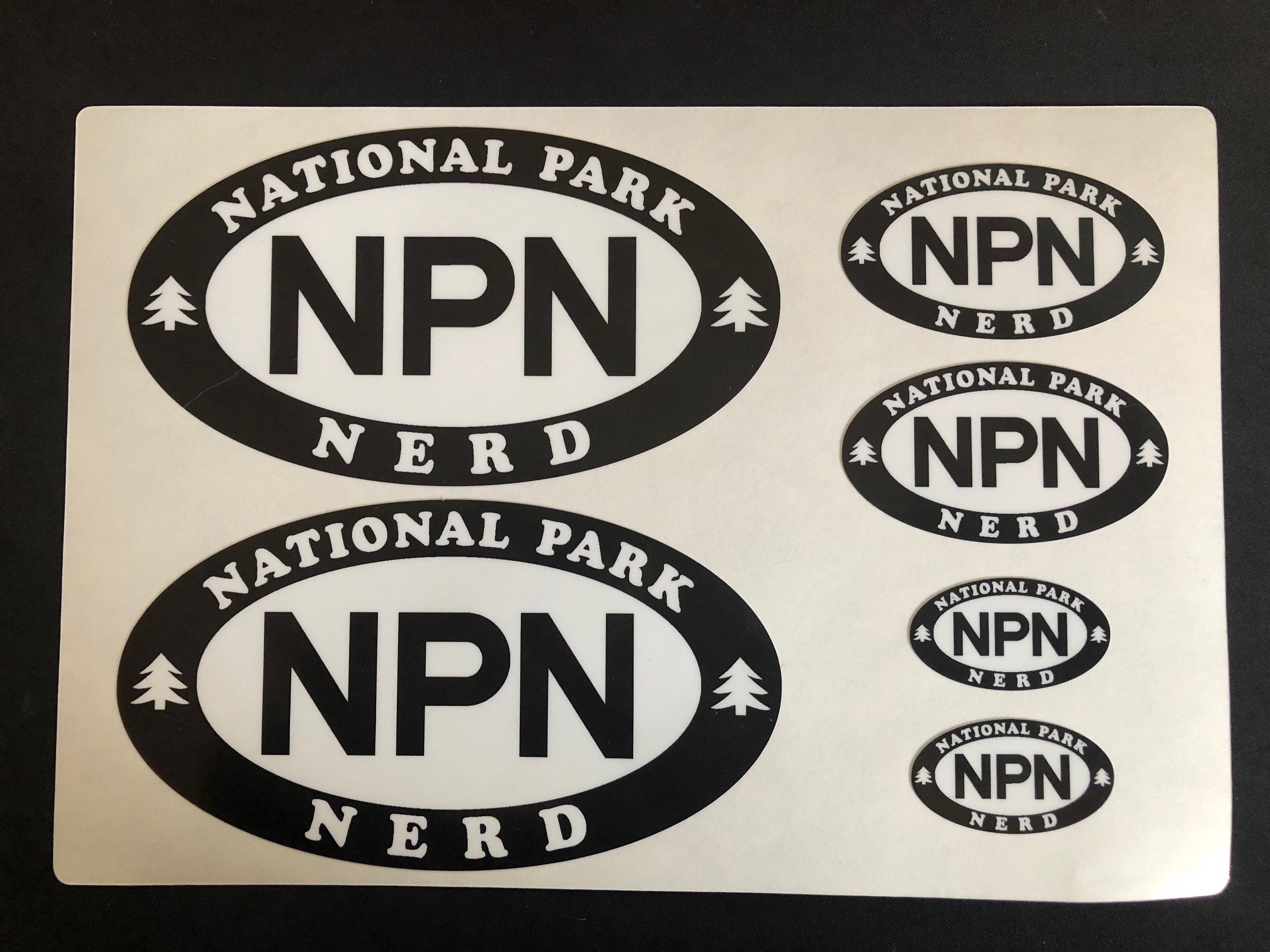 NATIONAL PARK NERD Decal Set - White Vinyl with Black - Oval