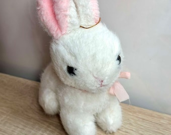 1986 rare Vintage Happy Horse White rabbit Bunny Plush Soft Toy