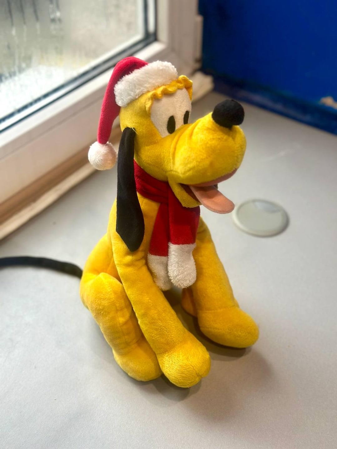 Disney Christmas Pluto Plush Toy Vintage Large Music Toy in Santa