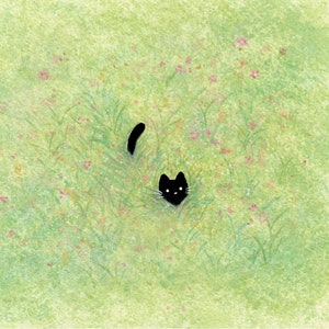 歩き回る猫のプリント