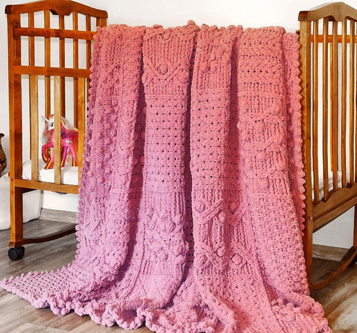 Cable knit blanket pattern. Patterns knit Bedspread. Bed Etsy