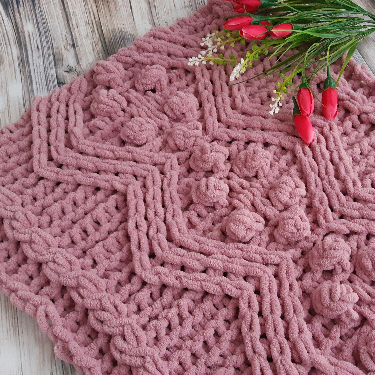 Patterns for knitted blankets from yarn with loops Big loop Etsy
