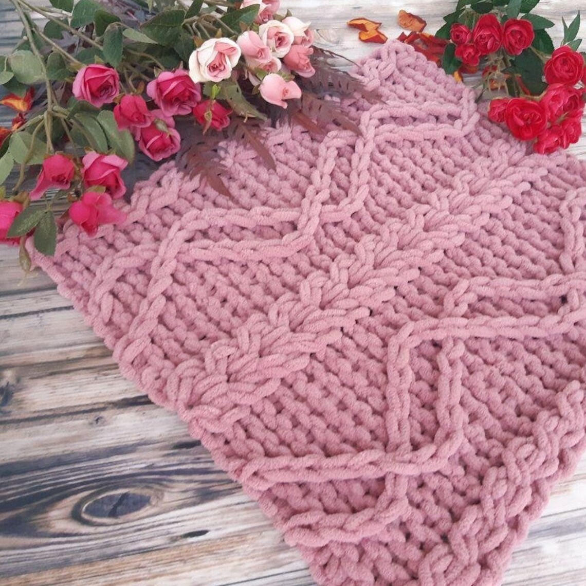 Pattern for knitted baby blankets from yarn loops. Alize puffy Etsy