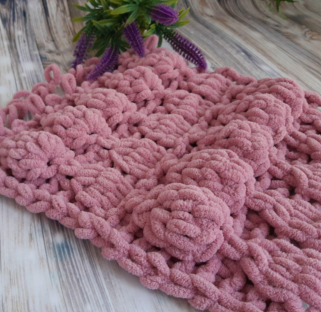 Pattern for knitted baby blankets from yarn loops. Alize puffy Etsy