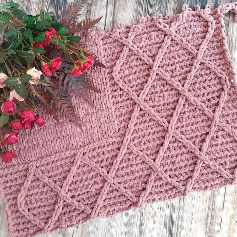 Loop yarn patterns pattern chunky knit blanket patterns for Etsy